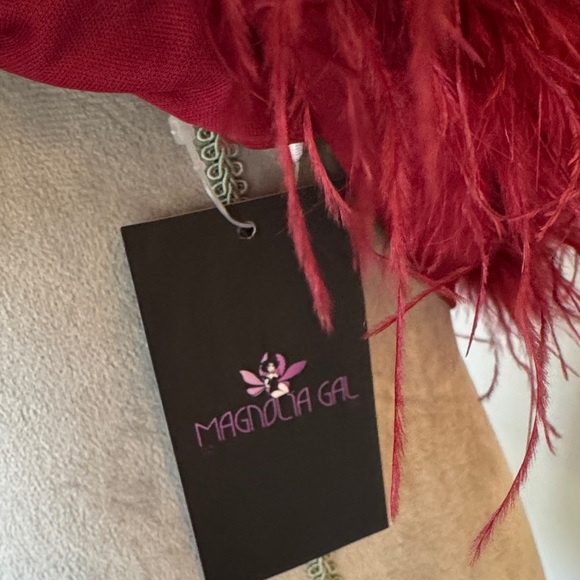 Magnolia Red Feathered Tube Top - Picture 2 of 13